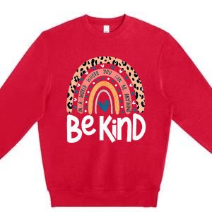 Be Kind Anti Bullying Orange Unity Day Leopard Raibow Premium Crewneck Sweatshirt