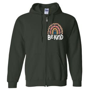 Be Kind Anti Bullying Orange Unity Day Leopard Raibow Full Zip Hoodie