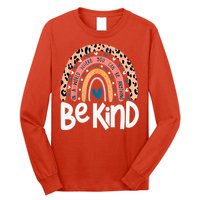 Be Kind Anti Bullying Orange Unity Day Leopard Raibow Long Sleeve Shirt