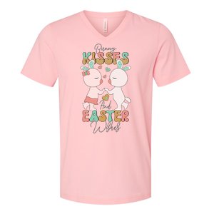 Bunny Kisses And Easter Wishes V-Neck T-Shirt