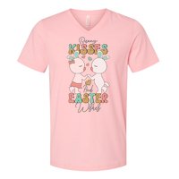 Bunny Kisses And Easter Wishes V-Neck T-Shirt