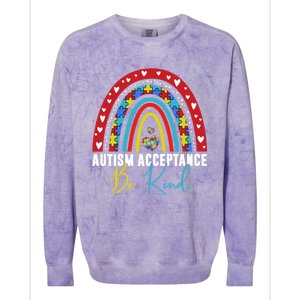 Be Kind Acceptance Rainbow Autism Awareness Month Funny Gift Colorblast Crewneck Sweatshirt