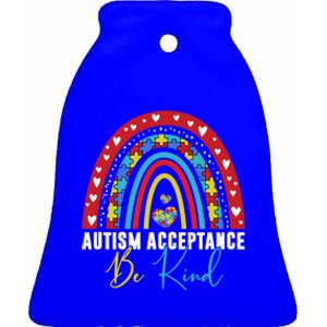 Be Kind Acceptance Rainbow Autism Awareness Month Funny Gift Ceramic Bell Ornament