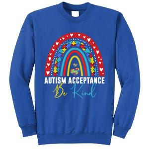 Be Kind Acceptance Rainbow Autism Awareness Month Funny Gift Tall Sweatshirt