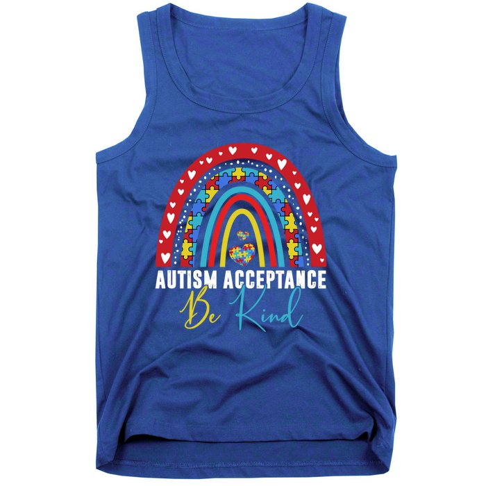 Be Kind Acceptance Rainbow Autism Awareness Month Funny Gift Tank Top