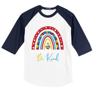 Be Kind Acceptance Rainbow Autism Awareness Month Funny Gift Baseball Sleeve Shirt