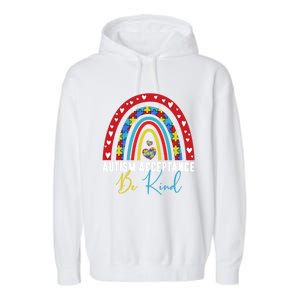 Be Kind Acceptance Rainbow Autism Awareness Month Funny Gift Garment-Dyed Fleece Hoodie