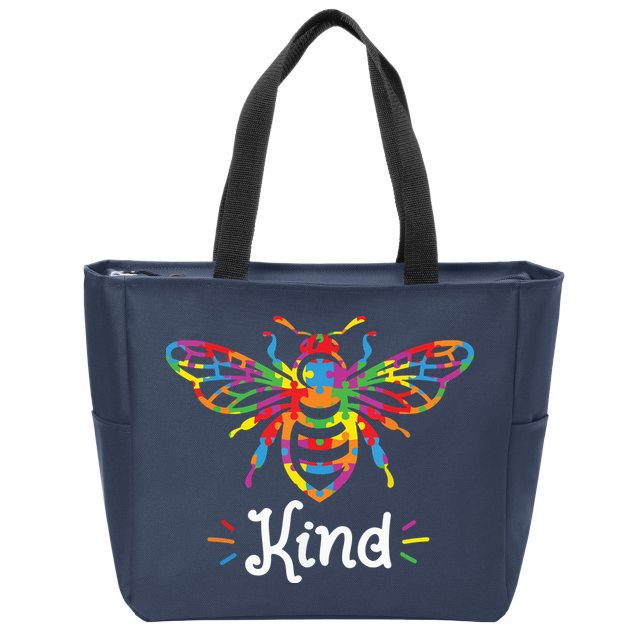 Be Kind Autism Awareness Autism Bee Kind Zip Tote Bag