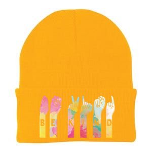 Be Kind Asl Alphabet American Sign Language Gift Knit Cap Winter Beanie