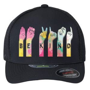 Be Kind Asl Alphabet American Sign Language Gift Flexfit Unipanel Trucker Cap