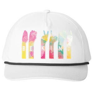 Be Kind Asl Alphabet American Sign Language Gift Snapback Five-Panel Rope Hat