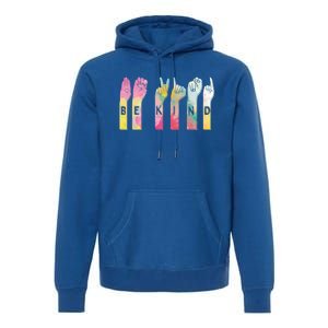 Be Kind Asl Alphabet American Sign Language Gift Premium Hoodie