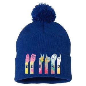 Be Kind Asl Alphabet American Sign Language Gift Pom Pom 12in Knit Beanie