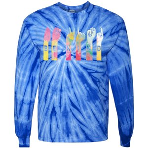 Be Kind Asl Alphabet American Sign Language Gift Tie-Dye Long Sleeve Shirt