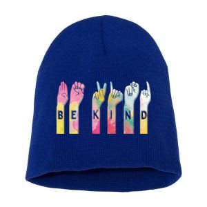 Be Kind Asl Alphabet American Sign Language Gift Short Acrylic Beanie