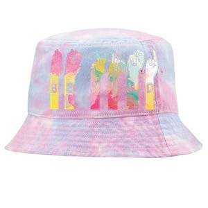 Be Kind Asl Alphabet American Sign Language Gift Tie-Dyed Bucket Hat