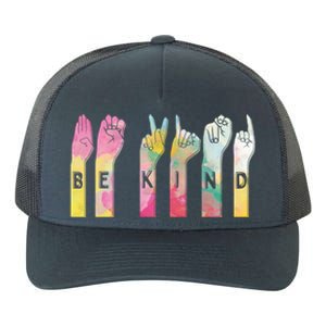 Be Kind Asl Alphabet American Sign Language Gift Yupoong Adult 5-Panel Trucker Hat