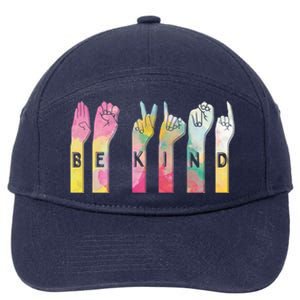 Be Kind Asl Alphabet American Sign Language Gift 7-Panel Snapback Hat