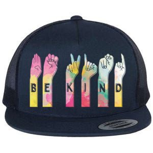 Be Kind Asl Alphabet American Sign Language Gift Flat Bill Trucker Hat