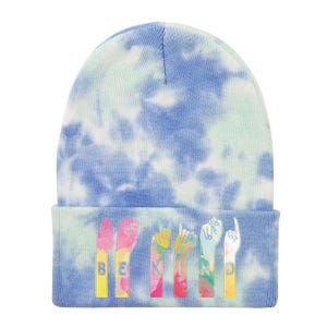 Be Kind Asl Alphabet American Sign Language Gift Tie Dye 12in Knit Beanie