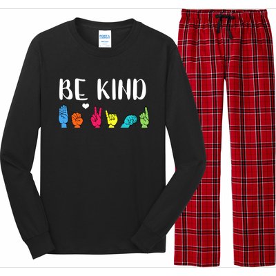 Be Kind Asl American Sign Language Cute Kindness Gift Long Sleeve Pajama Set