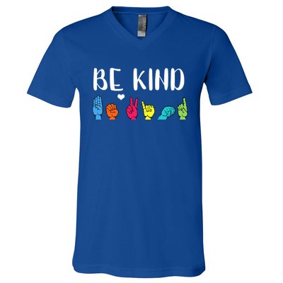 Be Kind Asl American Sign Language Cute Kindness Gift V-Neck T-Shirt