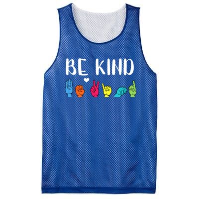 Be Kind Asl American Sign Language Cute Kindness Gift Mesh Reversible Basketball Jersey Tank