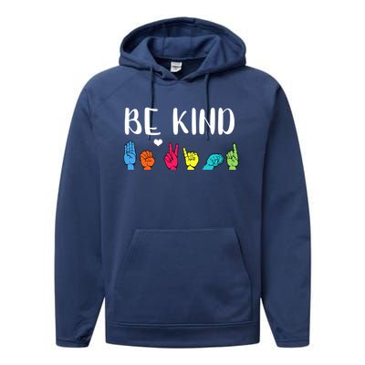 Be Kind Asl American Sign Language Cute Kindness Gift Performance Fleece Hoodie