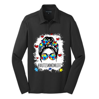 Be Kind Autism Awareness Messy Bun Proud Autism Mom Life Gift Silk Touch Performance Long Sleeve Polo