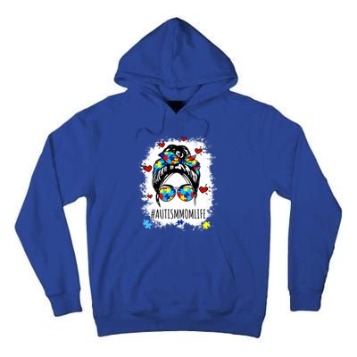 Be Kind Autism Awareness Messy Bun Proud Autism Mom Life Gift Tall Hoodie