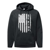 Be Kind American Flag Anti Bullying Unity Day Orange Performance Fleece Hoodie