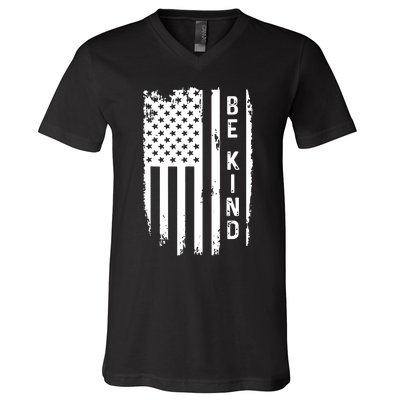 Be Kind American Flag Anti Bullying Unity Day Orange V-Neck T-Shirt