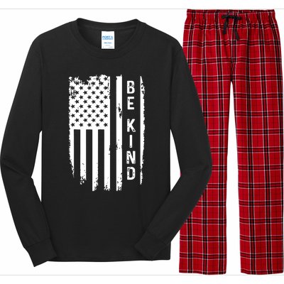 Be Kind American Flag Anti Bullying Unity Day Orange Long Sleeve Pajama Set