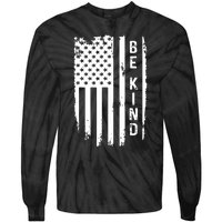 Be Kind American Flag Anti Bullying Unity Day Orange Tie-Dye Long Sleeve Shirt