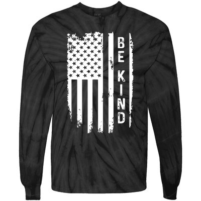 Be Kind American Flag Anti Bullying Unity Day Orange Tie-Dye Long Sleeve Shirt