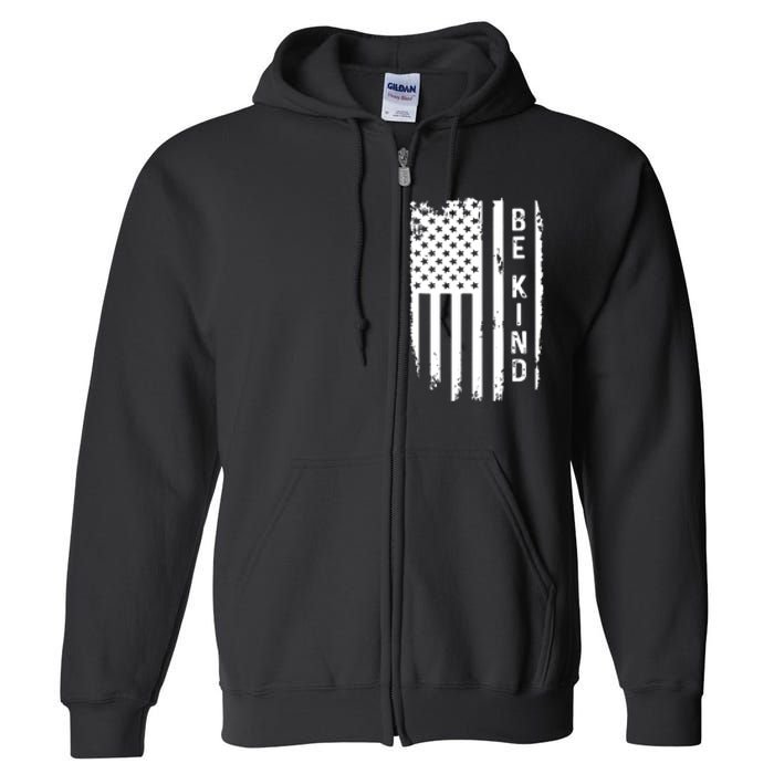 Be Kind American Flag Anti Bullying Unity Day Orange Full Zip Hoodie