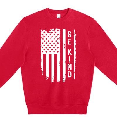 Be Kind American Flag Anti Bullying Unity Day Orange Premium Crewneck Sweatshirt