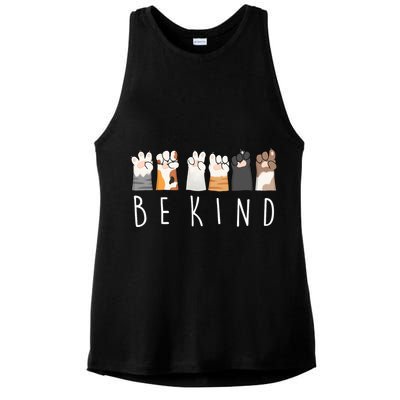 Be Kind Asl Sign Language Kindness Cat Paws Finger Signs Ladies PosiCharge Tri-Blend Wicking Tank