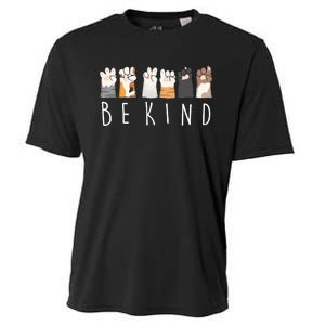 Be Kind Asl Sign Language Kindness Cat Paws Finger Signs Cooling Performance Crew T-Shirt