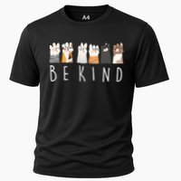 Be Kind Asl Sign Language Kindness Cat Paws Finger Signs Cooling Performance Crew T-Shirt