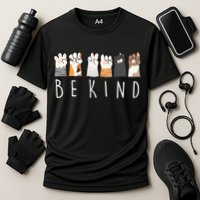 Be Kind Asl Sign Language Kindness Cat Paws Finger Signs Cooling Performance Crew T-Shirt