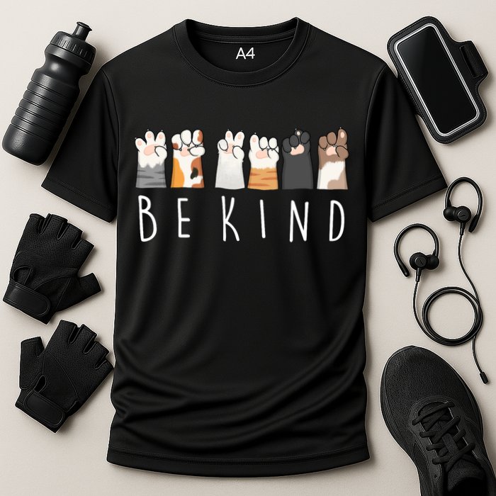 Be Kind Asl Sign Language Kindness Cat Paws Finger Signs Cooling Performance Crew T-Shirt