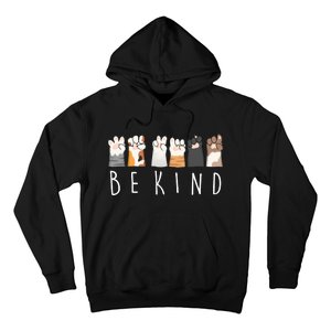 Be Kind Asl Sign Language Kindness Cat Paws Finger Signs Hoodie