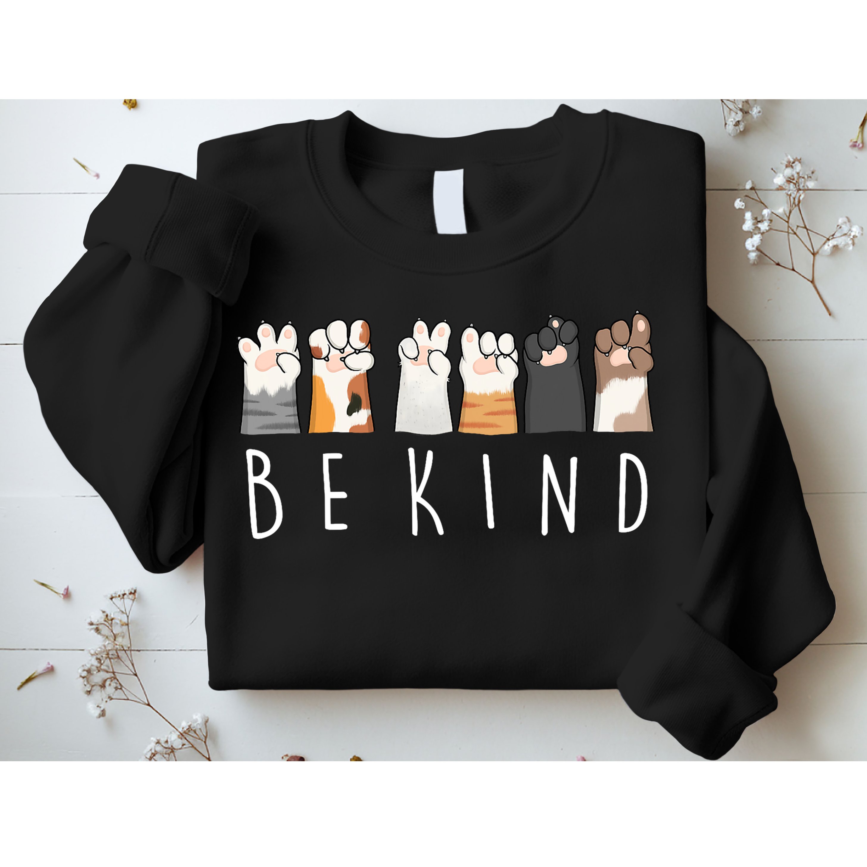 Be Kind Asl Sign Language Kindness Cat Paws Finger Signs Sweatshirt