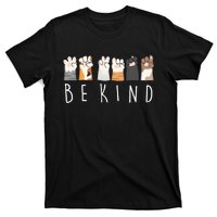 Be Kind Asl Sign Language Kindness Cat Paws Finger Signs T-Shirt