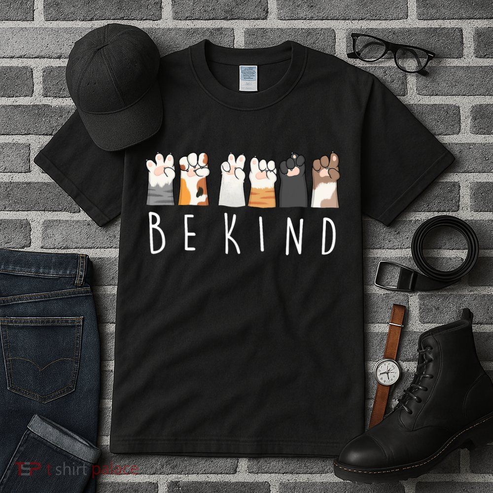 Be Kind Asl Sign Language Kindness Cat Paws Finger Signs Tall T-Shirt