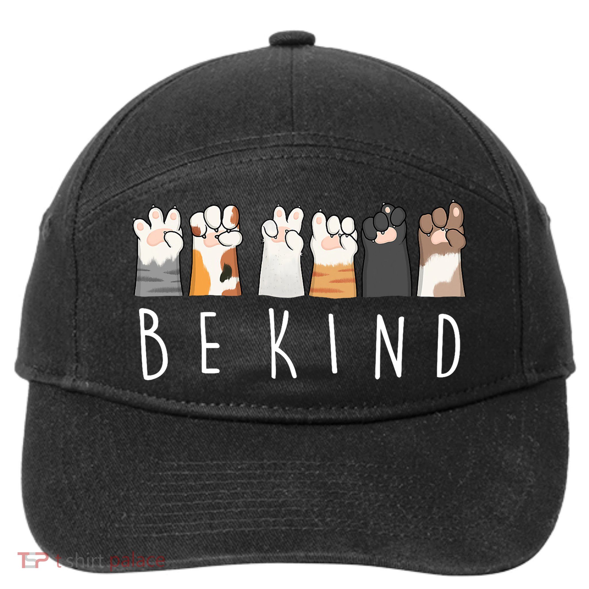 Be Kind Asl Sign Language Kindness Cat Paws Finger Signs 7-Panel Snapback Hat
