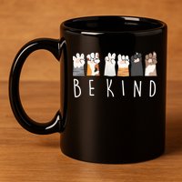 Be Kind Asl Sign Language Kindness Cat Paws Finger Signs 11oz C Handle Ceramic Mug
