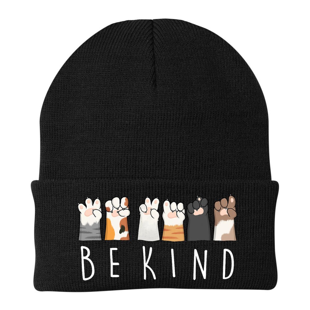 Be Kind Asl Sign Language Kindness Cat Paws Finger Signs Beanie