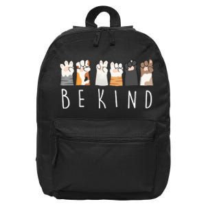 Be Kind Asl Sign Language Kindness Cat Paws Finger Signs 16 in Basic Backpack